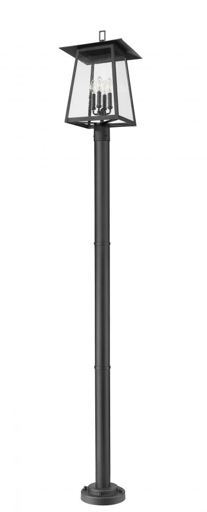 Z-Lite Rainer 4 Light Outdoor Post Mounted Fixture in Black Finish Model: 5015PHBR-567P-BK