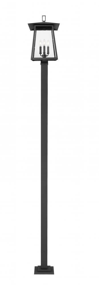 Z-Lite Rainer 4 Light Outdoor Post Mounted Fixture in Black Finish Model: 5015PHBS-536P-BK
