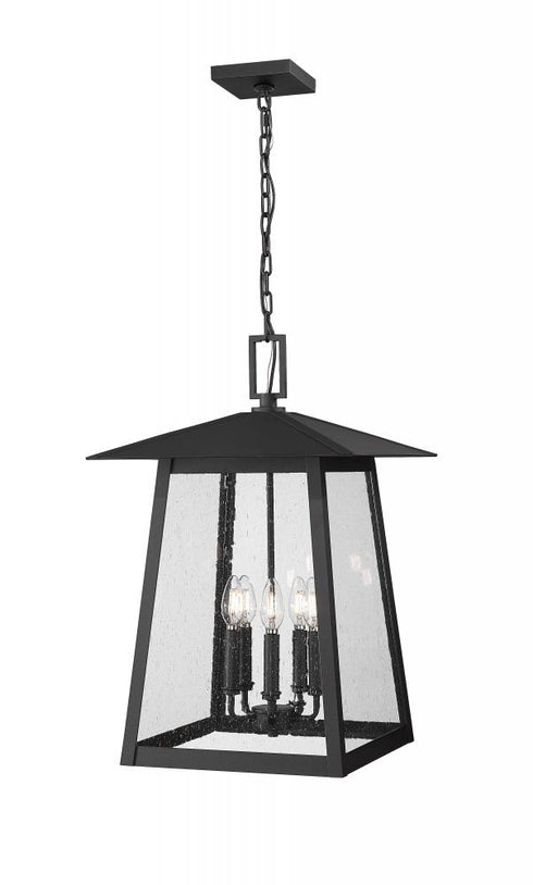 Z-Lite Rainer 5 Light Outdoor Chain Mount Ceiling Fixture in Black Finish Model: 5015CHXL-BK
