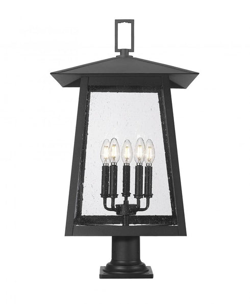 Z-Lite Rainer 5 Light Outdoor Pier Mounted Fixture in Black Finish Model: 5015PHXLR-533PM-BK
