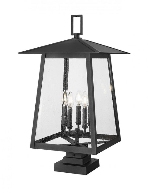 Z-Lite Rainer 5 Light Outdoor Pier Mounted Fixture in Black Finish Model: 5015PHXLS-SQPM-BK