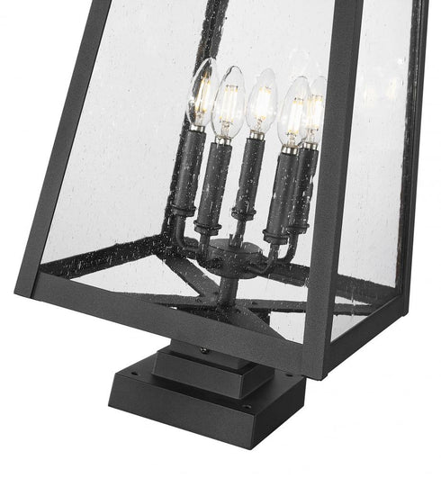 Z-Lite Rainer 5 Light Outdoor Pier Mounted Fixture in Black Finish Model: 5015PHXLS-SQPM-BK