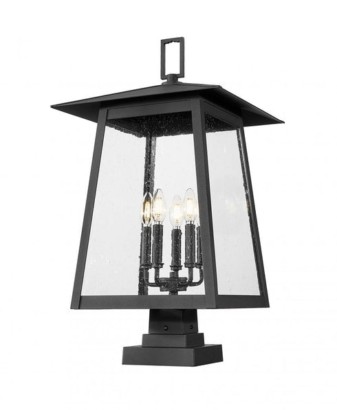 Z-Lite Rainer 5 Light Outdoor Pier Mounted Fixture in Black Finish Model: 5015PHXLS-SQPM-BK
