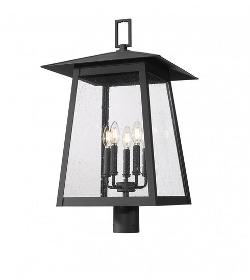 Z-Lite Rainer 5 Light Outdoor Post Mount Fixture in Black Finish Model: 5015PHXLR-BK