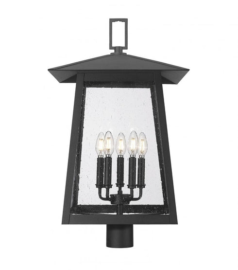 Z-Lite Rainer 5 Light Outdoor Post Mount Fixture in Black Finish Model: 5015PHXLR-BK