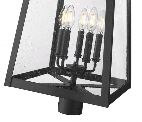Z-Lite Rainer 5 Light Outdoor Post Mount Fixture in Black Finish Model: 5015PHXLR-BK