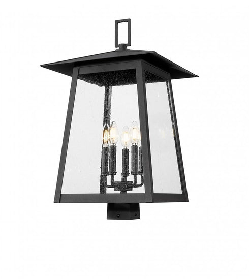 Z-Lite Rainer 5 Light Outdoor Post Mount Fixture in Black Finish Model: 5015PHXLS-BK