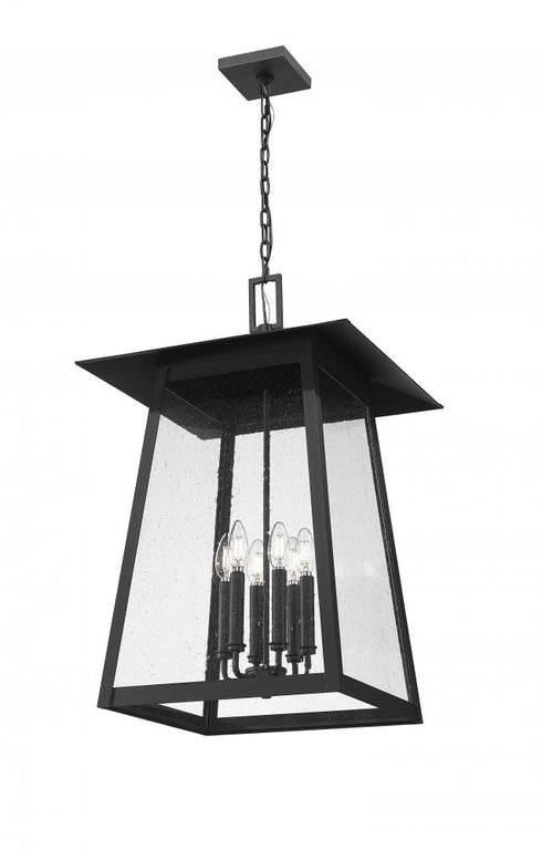 Z-Lite Rainer 6 Light Outdoor Chain Mount Ceiling Fixture in Black Finish Model: 5015CHXXL-BK