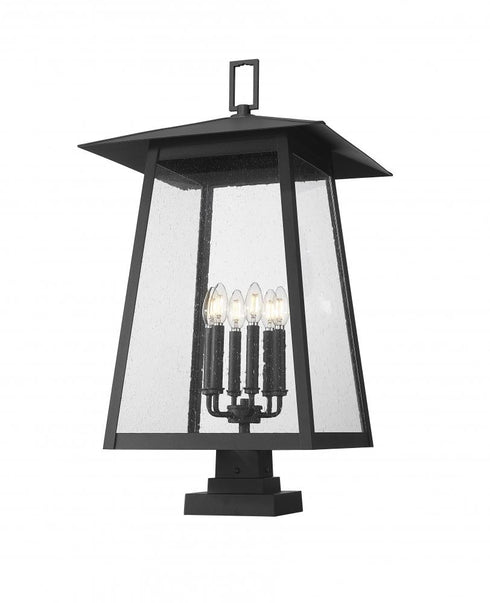 Z-Lite Rainer 6 Light Outdoor Pier Mounted Fixture in Black Finish Model: 5015PHXXLS-SQPM-BK