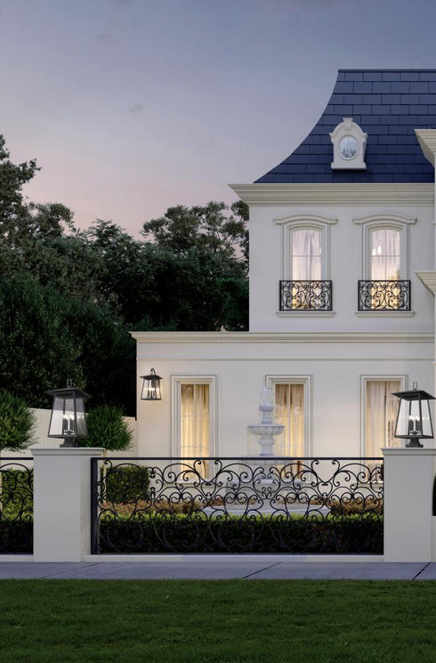Z-Lite Rainer 6 Light Outdoor Pier Mounted Fixture in Black Finish Model: 5015PHXXLS-SQPM-BK