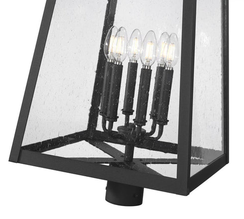 Z-Lite Rainer 6 Light Outdoor Post Mount Fixture in Black Finish Model: 5015PHXXLR-BK