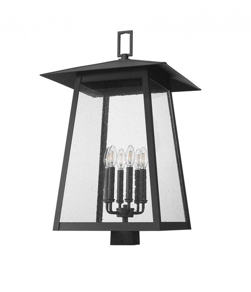 Z-Lite Rainer 6 Light Outdoor Post Mount Fixture in Black Finish Model: 5015PHXXLS-BK