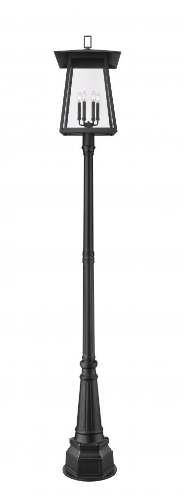 Z-Lite Rainer 6 Light Outdoor Post Mounted Fixture in Black Finish Model: 5015PHXXLR-564P-BK