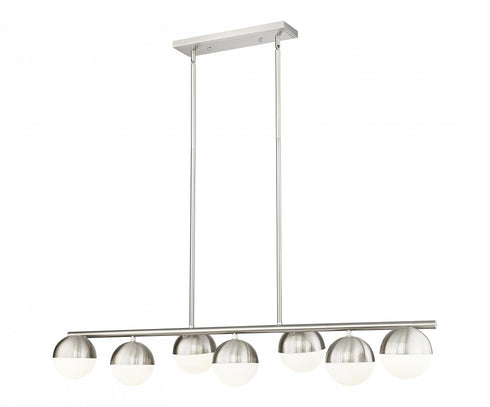 Z-Lite Realm Sphere 7 Light Linear Chandelier in Brushed Nickel Finish Model: 7517-7L-BN