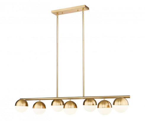 Z-Lite Realm Sphere 7 Light Linear Chandelier in Brushed Nickel Finish Model: 7517-7L-BN