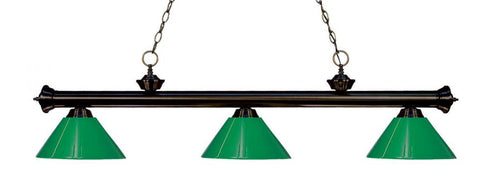 Z-Lite Riviera 3 Light Billiard in Bronze Finish Model: 200-3BRZ-PGR