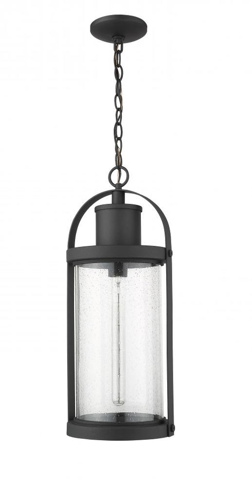 Z-Lite Roundhouse 1 Light Outdoor Chain Mount Ceiling Fixture in Black Finish Model: 569CHB-BK