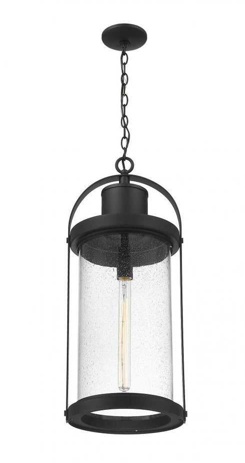 Z-Lite Roundhouse 1 Light Outdoor Chain Mount Ceiling Fixture in Black Finish Model: 569CHXL-BK
