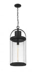 Z-Lite Roundhouse 1 Light Outdoor Chain Mount Ceiling Fixture in Black Finish Model: 569CHXL-BK