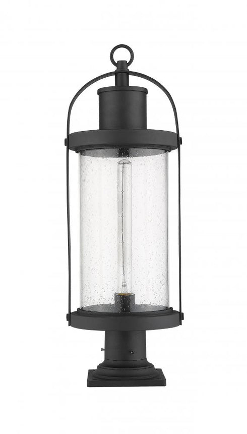 Z-Lite Roundhouse 1 Light Outdoor Pier Mounted Fixture in Black Finish Model: 569PHB-533PM-BK