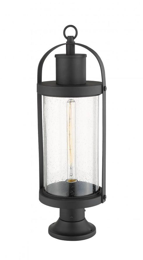 Z-Lite Roundhouse 1 Light Outdoor Pier Mounted Fixture in Black Finish Model: 569PHB-553PM-BK