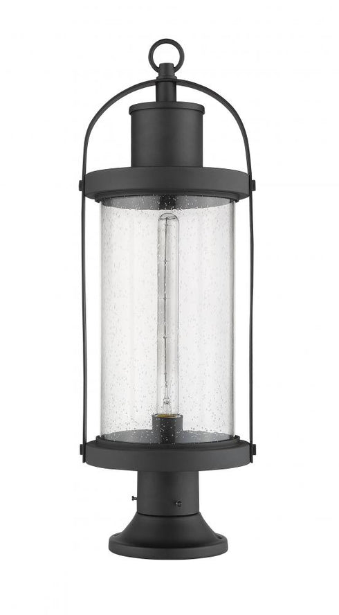 Z-Lite Roundhouse 1 Light Outdoor Pier Mounted Fixture in Black Finish Model: 569PHB-553PM-BK