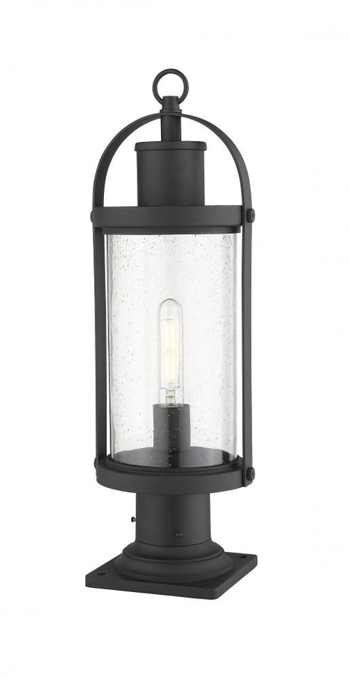 Z-Lite Roundhouse 1 Light Outdoor Pier Mounted Fixture in Black Finish Model: 569PHM-533PM-BK