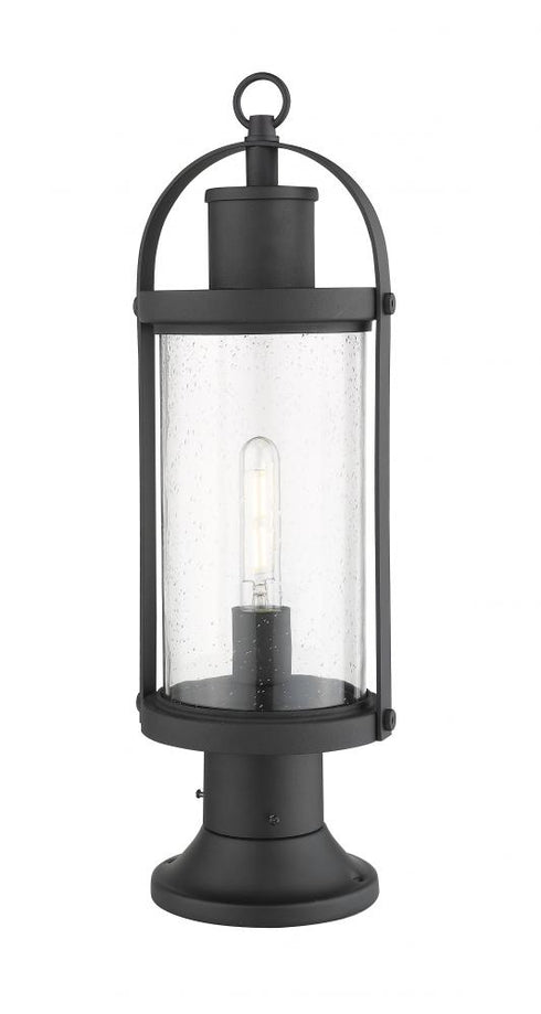 Z-Lite Roundhouse 1 Light Outdoor Pier Mounted Fixture in Black Finish Model: 569PHM-553PM-BK