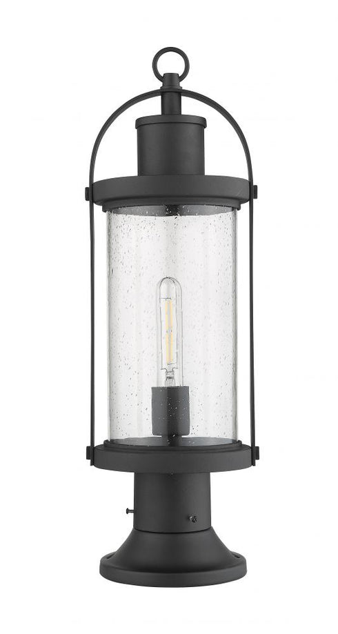Z-Lite Roundhouse 1 Light Outdoor Pier Mounted Fixture in Black Finish Model: 569PHM-553PM-BK