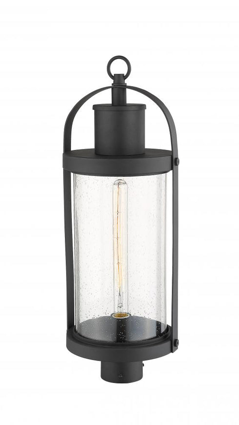 Z-Lite Roundhouse 1 Light Outdoor Post Mount Fixture in Black Finish Model: 569PHB-BK