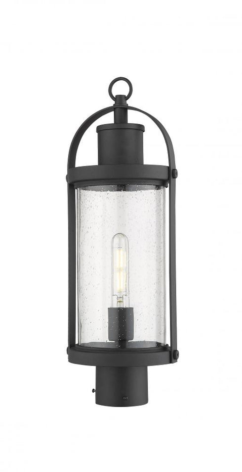 Z-Lite Roundhouse 1 Light Outdoor Post Mount Fixture in Black Finish Model: 569PHM-BK