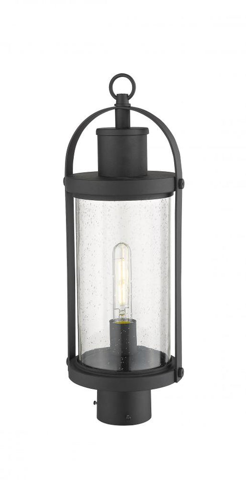 Z-Lite Roundhouse 1 Light Outdoor Post Mount Fixture in Black Finish Model: 569PHM-BK