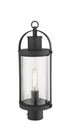 Z-Lite Roundhouse 1 Light Outdoor Post Mount Fixture in Black Finish Model: 569PHM-BK