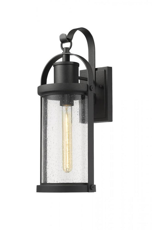 Z-Lite Roundhouse 1 Light Outdoor Wall Light in Black Finish Model: 569M-BK