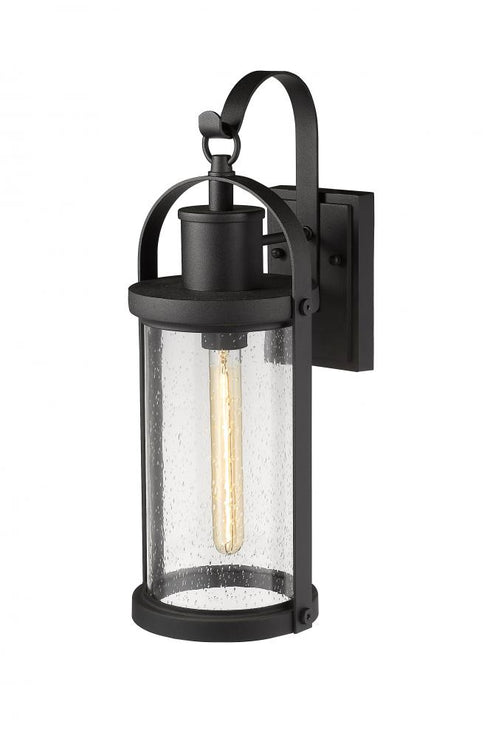 Z-Lite Roundhouse 1 Light Outdoor Wall Light in Black Finish Model: 569M-BK