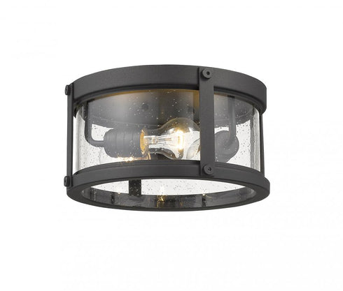 Z-Lite Roundhouse 3 Light Outdoor Flush Mount in Black Finish Model: 569F-BK