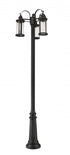 Z-Lite Roundhouse 3 Light Outdoor Post Mounted Fixture in Black Finish Model: 569MP3-511P-BK