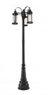 Z-Lite Roundhouse 3 Light Outdoor Post Mounted Fixture in Black Finish Model: 569MP3-564P-BK