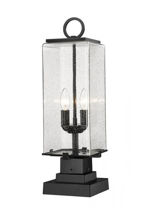 Z-Lite Sana 2 Light Outdoor Pier Mounted Fixture in Black Finish Model: 592PHMS-SQPM-BK