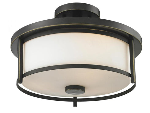 Z-Lite Savannah 2 Light Semi Flush Mount in Brushed Nickel Finish Model: 412SF14