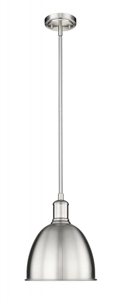 Z-Lite Sawyer 1 Light Pendant in Brushed Nickel Finish Model: 4500P8-BN