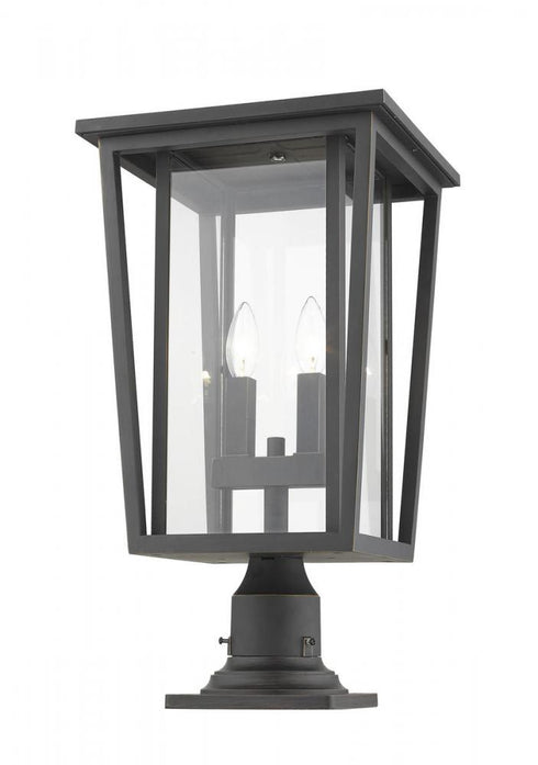 Z-Lite Seoul 2 Light Outdoor Pier Mounted Fixture in Black Finish Model: 571PHBR-533PM-BK