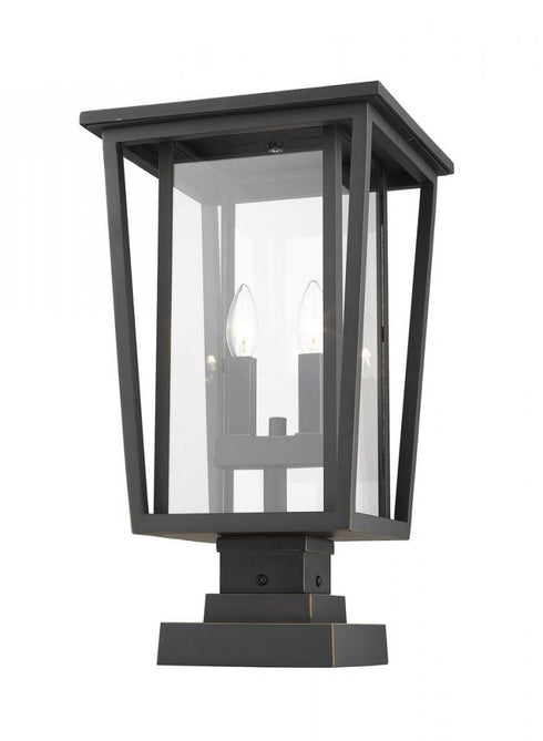 Z-Lite Seoul 2 Light Outdoor Pier Mounted Fixture in Black Finish Model: 571PHBS-SQPM-BK