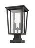 Z-Lite Seoul 2 Light Outdoor Pier Mounted Fixture in Black Finish Model: 571PHBS-SQPM-BK