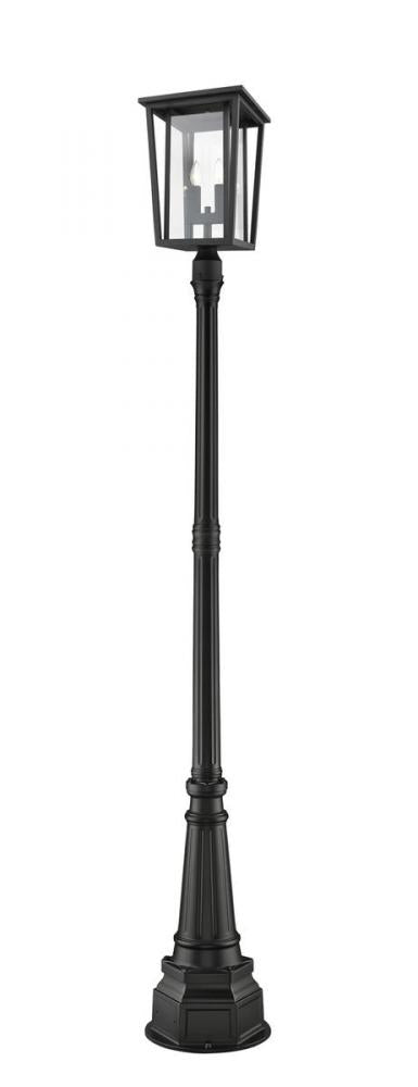 Z-Lite Seoul 2 Light Outdoor Post Mounted Fixture in Black Finish Model: 571PHBR-564P-BK