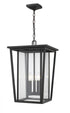 Z-Lite Seoul 3 Light Outdoor Chain Mount Ceiling Fixture in Black Finish Model: 571CHXL-BK