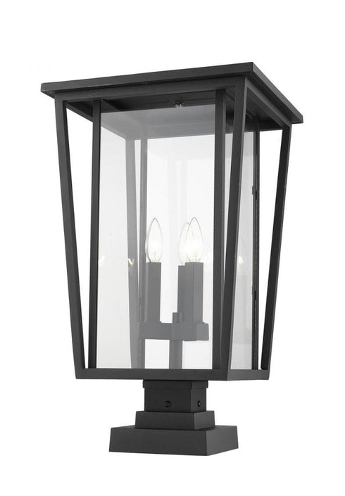 Z-Lite Seoul 3 Light Outdoor Pier Mounted Fixture in Black Finish Model: 571PHXLS-SQPM-BK