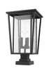 Z-Lite Seoul 3 Light Outdoor Pier Mounted Fixture in Black Finish Model: 571PHXLS-SQPM-BK