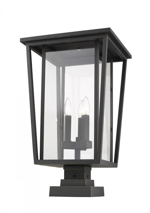 Z-Lite Seoul 3 Light Outdoor Pier Mounted Fixture in Black Finish Model: 571PHXLS-SQPM-BK