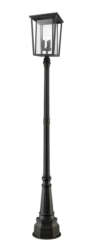 Z-Lite Seoul 3 Light Outdoor Post Mounted Fixture in Black Finish Model: 571PHXLR-564P-BK